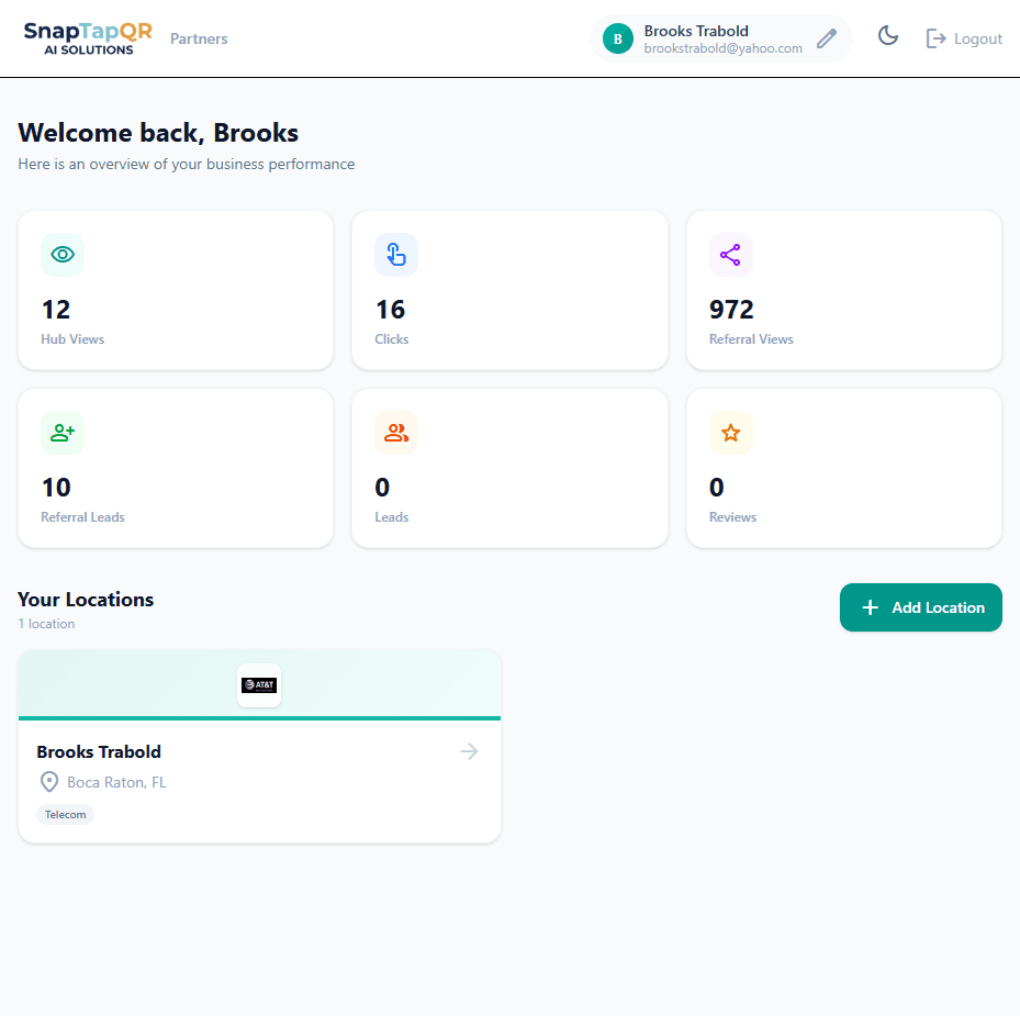 Google Review Management - SnapTapQR dashboard screenshot
