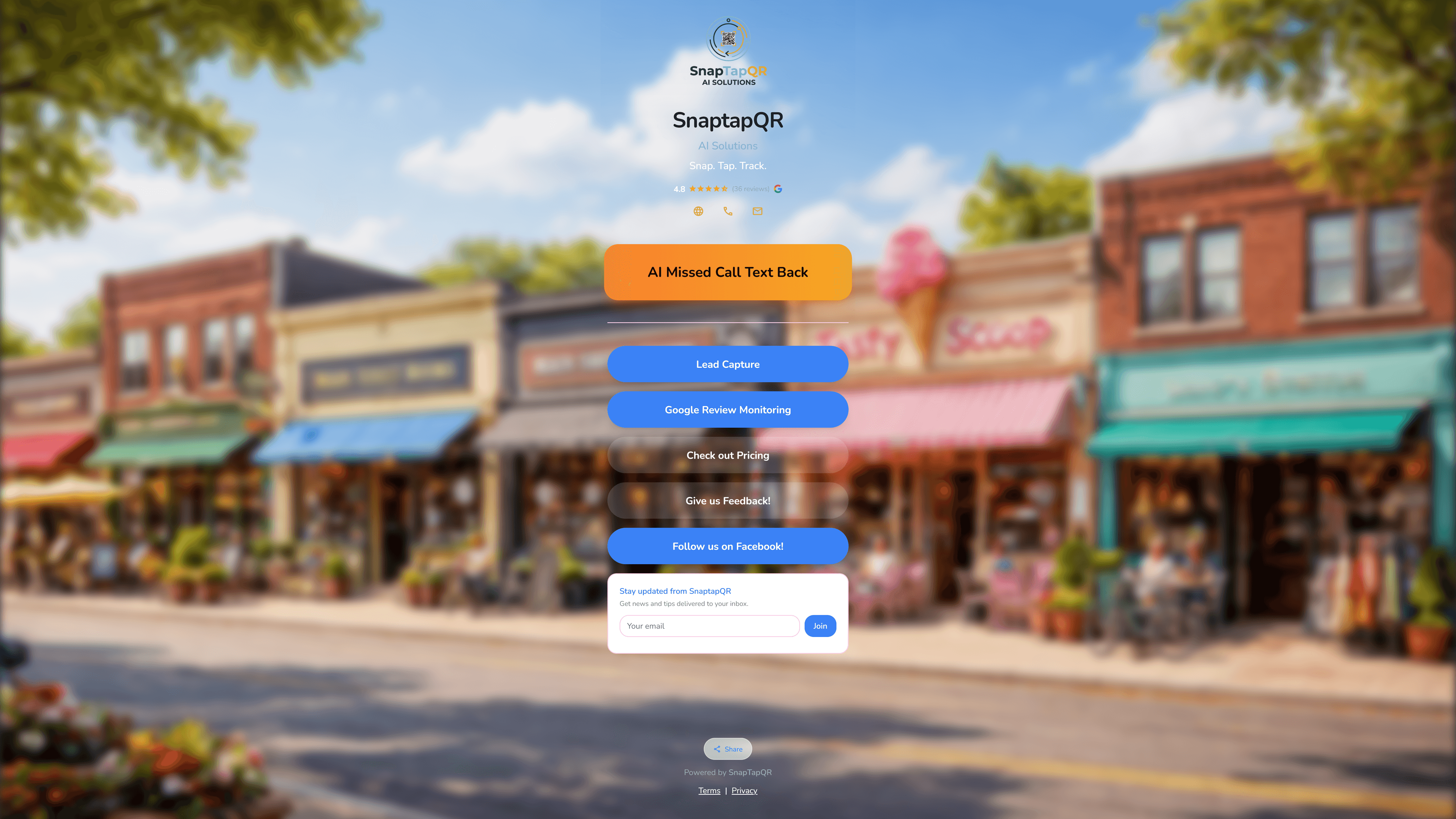 Your Website Is for Browsing. Your Hub Page Is for Action. - SnapTapQR dashboard